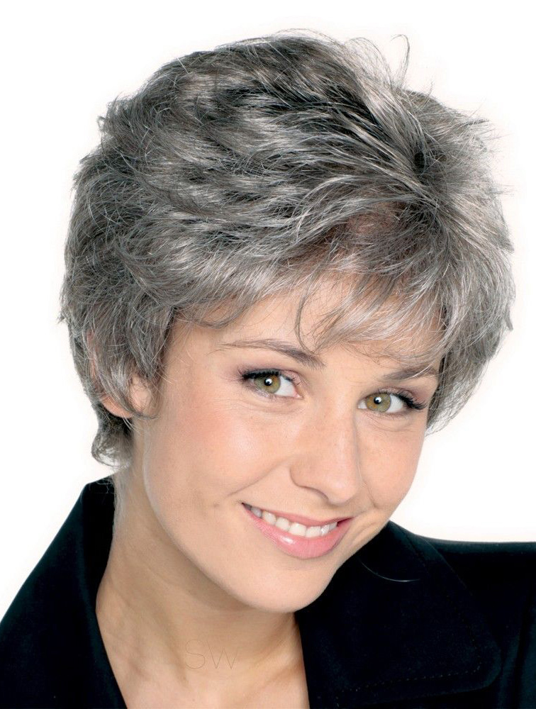 Sleek Straight Short Synthetic Grey Wigs, Grey Short Wig