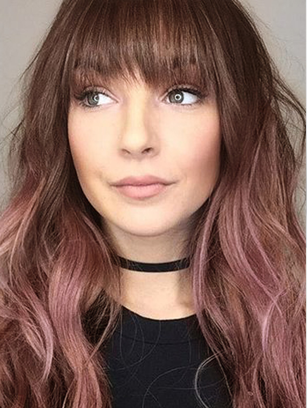 Ombre Pink Wig with Brown Dark Root Charming Long Natural Loose Wave ...