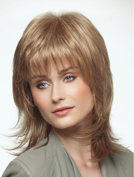 Blonde Straight Synthetic Affordable Medium Wigs, Mediumm Shoulder 