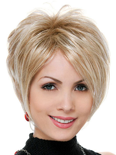 Online Blonde Straight Short Synthetic Wigs Synthetic 