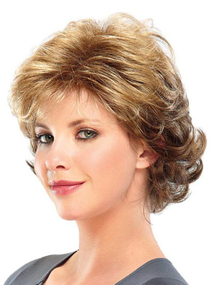 Discount Blonde Curly Short Classic Wigs Classic Blonde Real Hair Wigs   W03313 01 