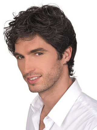 Cheapest Monofilament Curly Short Men Wigs, Mens Real Hair Wigs