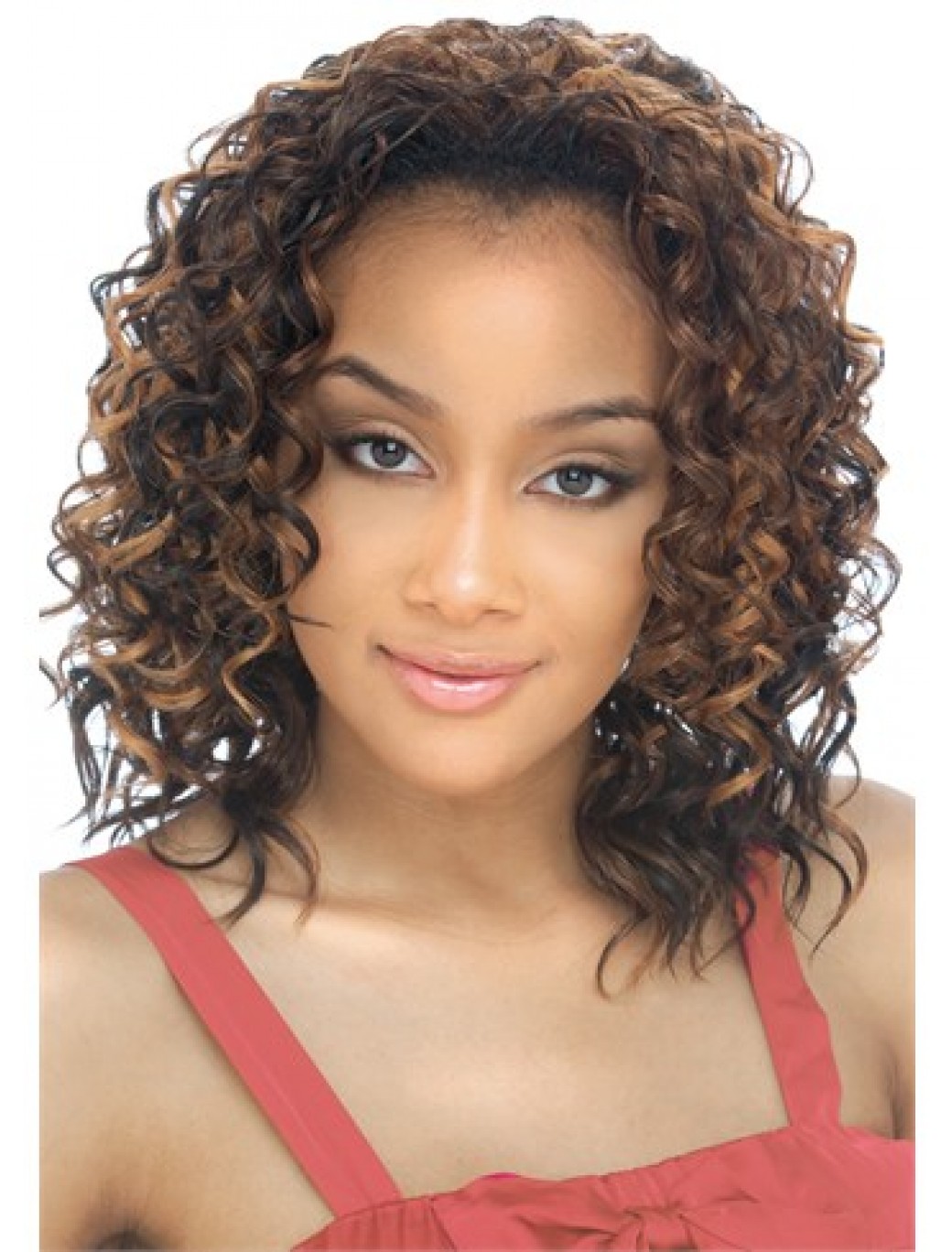 Comfortable Blonde Curly Shoulder Length Human Hair Wigs & Half Wigs