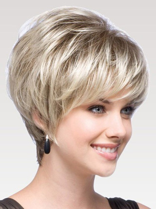 Old Women Layered Blonde Capless Human Wigs,Older Women Wigs