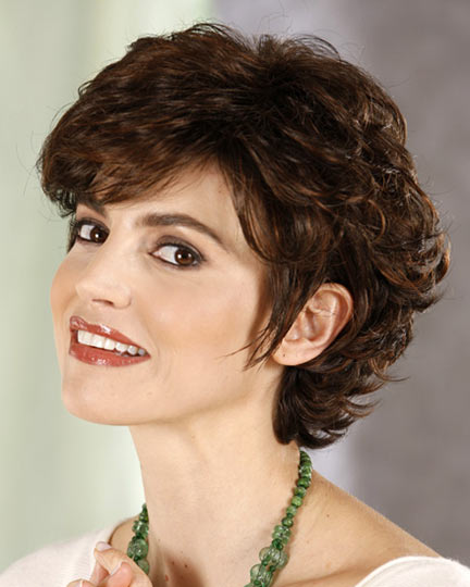 Brown Preferential Layered Curly Short Wigs, Real Hair Short Wig