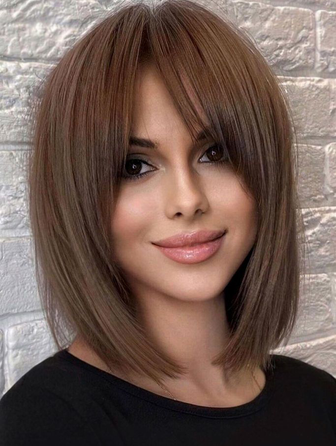 Brown Wig Lace Front Wigs Shoulder Length Blunt Bob Wigs