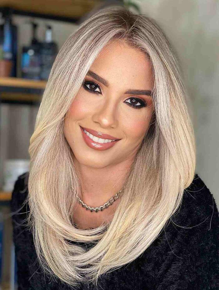 High Quality Straight Blonde Synthetic Lace Front Long Without Bangs